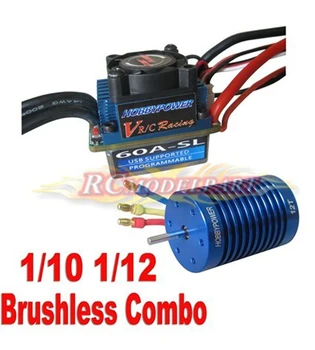 

Hobbypower Racing Motor 60A Brushless ESC + 12T 3330KV Suit for Remote Control Cars and Boats