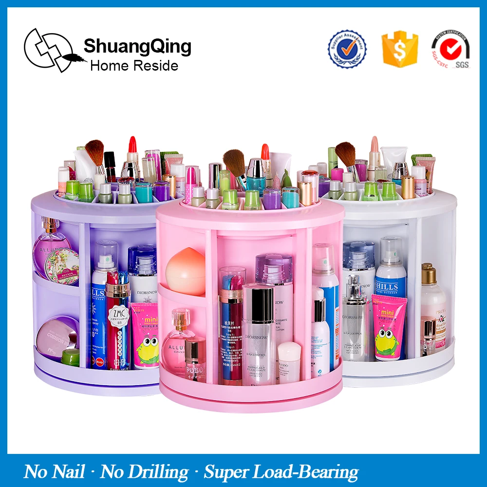 Plastic makeup organizer cosmetic storage box organizador de maquiagem 360 degree rotation carboard organizer storage box