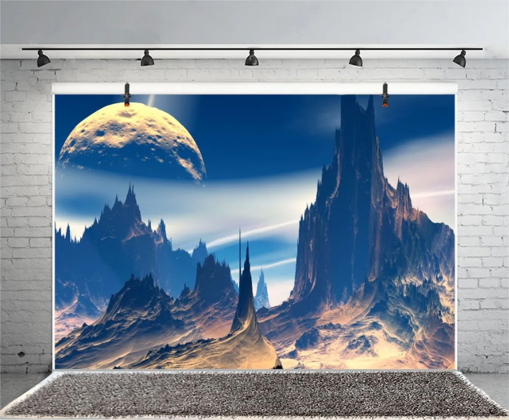 Laeacco Science Fiction Planet Mountain Night Scenic фотофоны для фотостудии|Фон фотосъёмки| |
