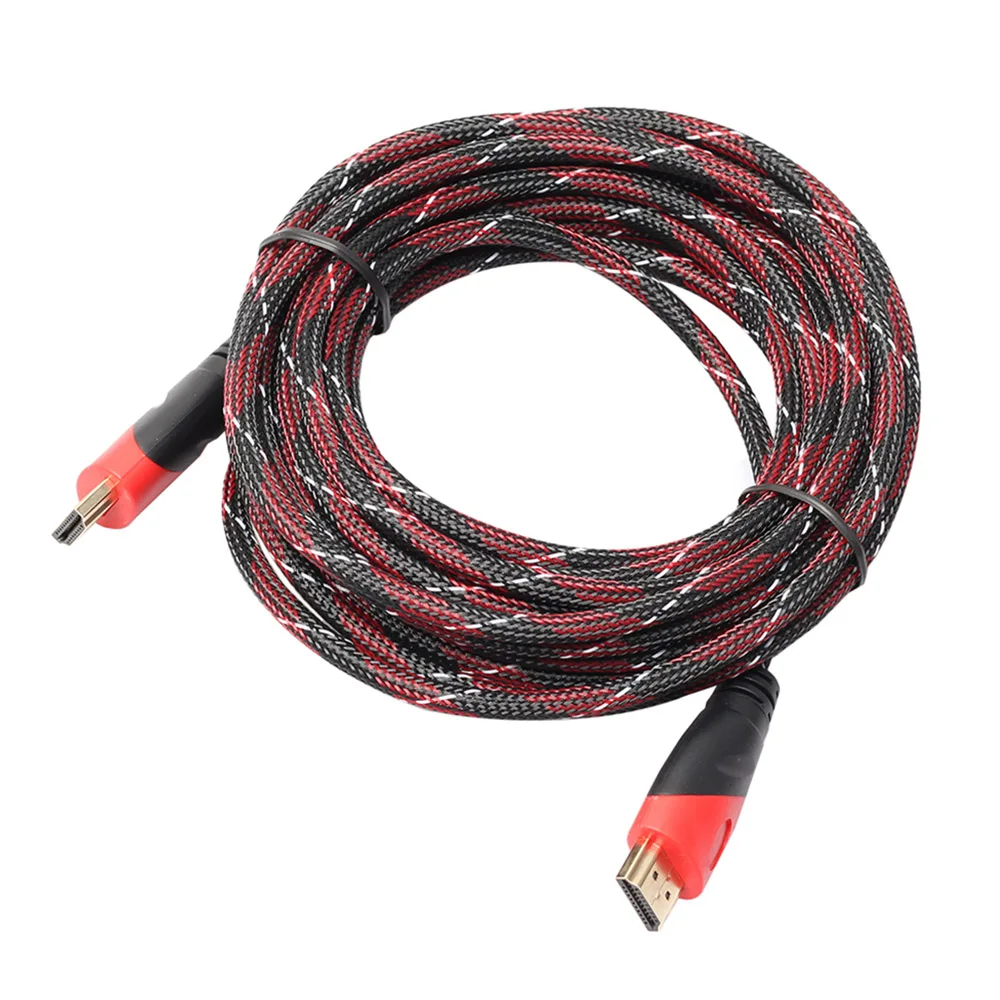 

New High Speed HDMI Cable Gold Plated Connection with Red, black and white mesh 1080P 3m,5m