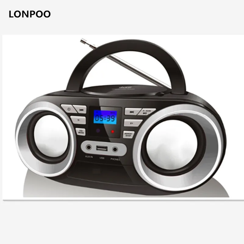 LONPOO Новый CD плеер MP3 динамик мини портативный Bluetooth Мультимедийный USB FM радио