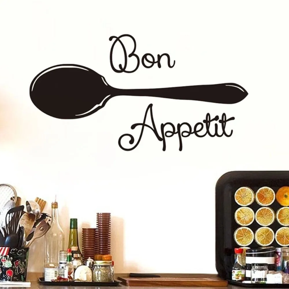 Настенные наклейки с цитатами Bon Appetit французский домашний декор ложка для супа