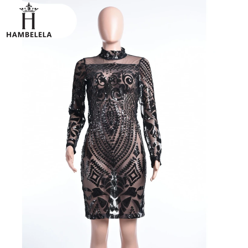 HAMBELELA Autumn Winter New Sequined Women Dress Fashion Long Sleeve 2018 Sexy Women Party Dresses Clubwear Feminino Vestidos (2)