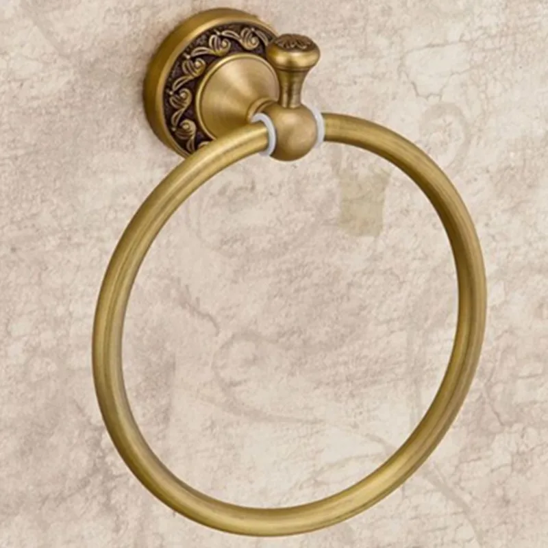 

Antique Full Copper Wall Mounted Bathroom Towel Ring Round Towel Holder Rack