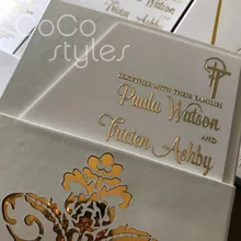 Cocostyles на заказ винтажная Золотая фольга печать акриловый пригласительный билет с совпадающим конвертом для шикарная свадьба приглашения