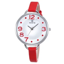 SKONE Woman Date Rome Silver Case Leather Strap Watches Lady Fashion Casual Women Watch Hours Analog Quartz Wristwatch Female