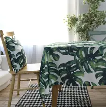 Hojas verdes Rectangulares Manteles de Algodón Poliéster Cubierta De Tabla Impermeable Mesa Rectangular De Tela Moderna Marca de Hojas Verdes
