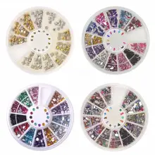Nail Art Glitter Rhinestone Sticker Wheel Glitter 3D DIY Acrylic Nail Art Tips Stud Gem Decoration Decal