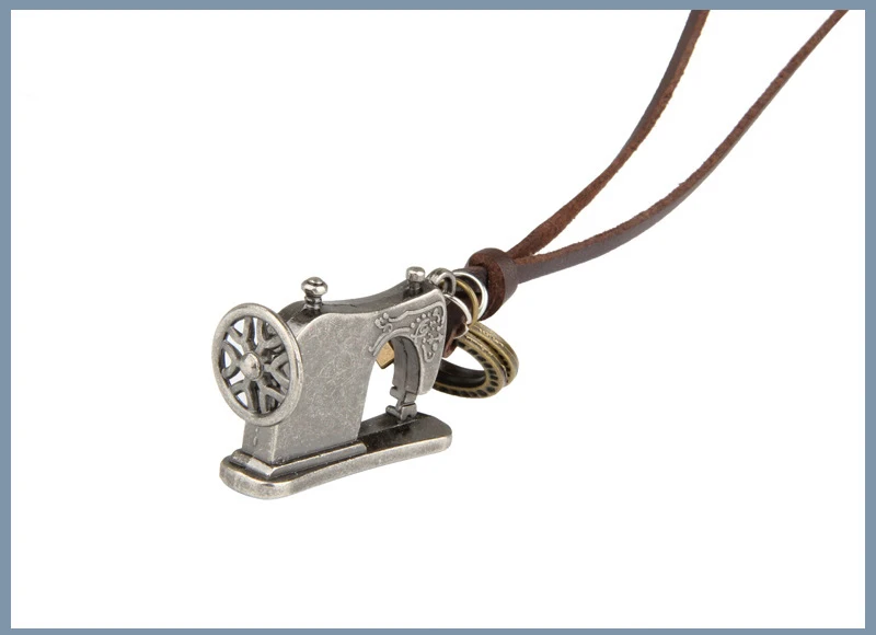 NIUYITID Vintage Tailor Sewing Machine Necklace Pendants Fashion Jewelry For Women Men Leather Neclace Adjustable  (10)