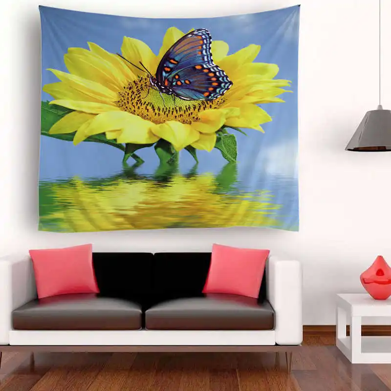 Hippie Mandala Wall Hanging Cotton Butterfly Printed Belgium Tapestry Bohemian Mandala Beach Mat For Living Room Boho Blanket