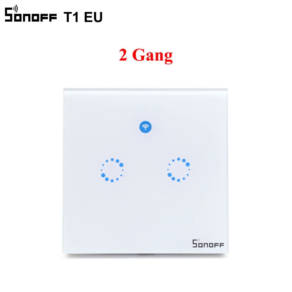 Sonoff T1 ЕС умный Wifi настенный сенсорный светильник-переключатель 1 комплект 2 банда сенсорный/WiFi/433 RF/APP пульт дистанционного управления Умный дом работа с Alexa - Комплект: 2 Gang