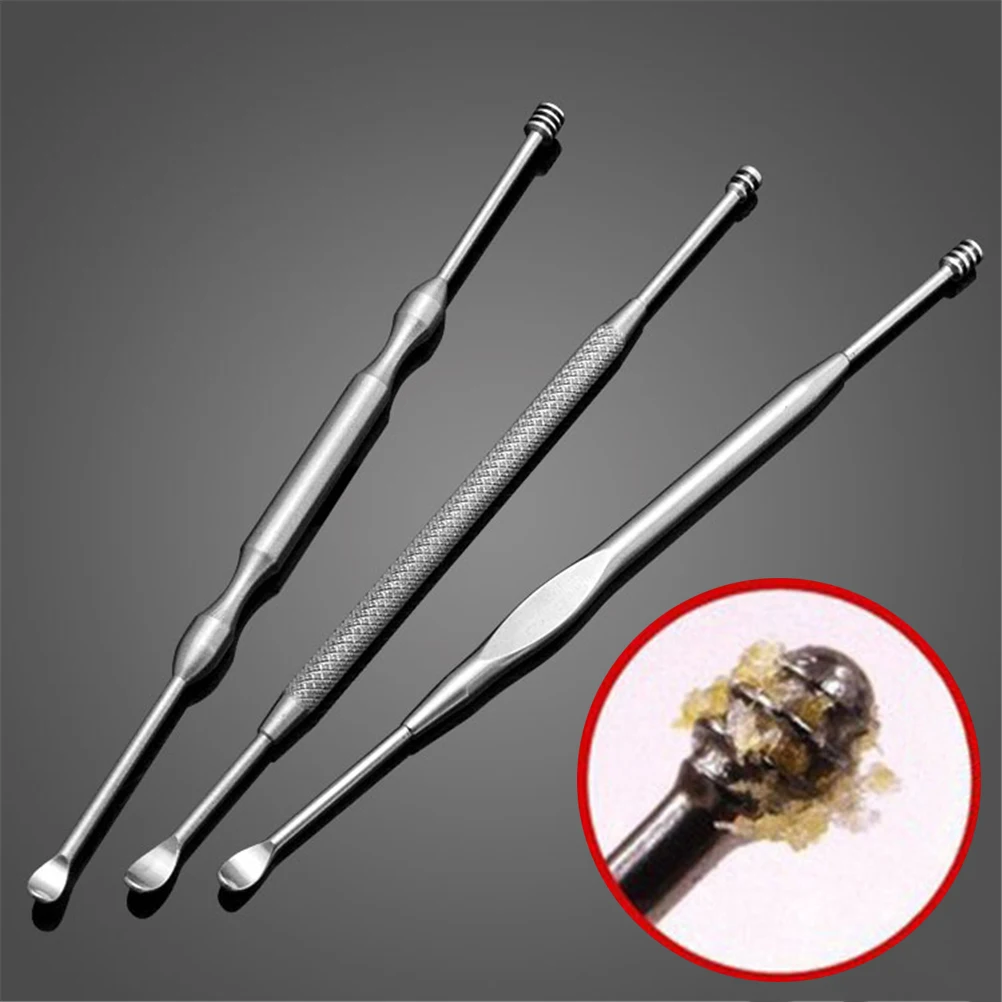 3pcs/Set Stainless Steel Ear Pick Double ended Earpick Ear Wax Curette
