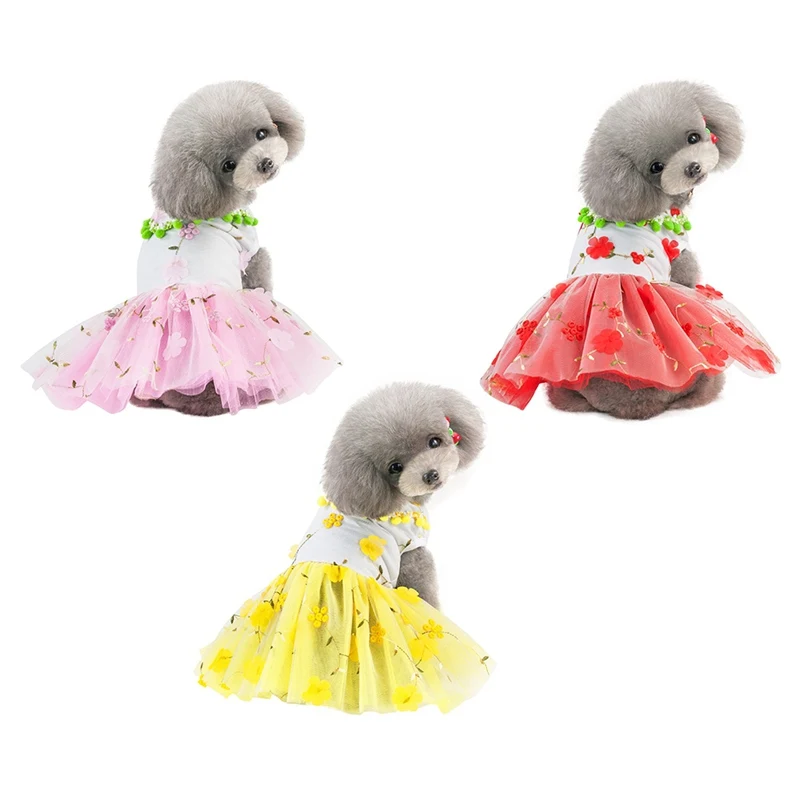 Сезон: весна–лето собака платье собака пузырь Одежда для собак мелких и средних пород свадебное платье с цветами юбка одежда для щенков
