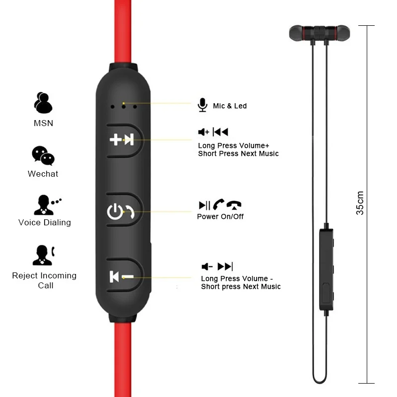 Teamyo Bluetooth Беспроводные наушники с микрофоном магнитные спортивные басы