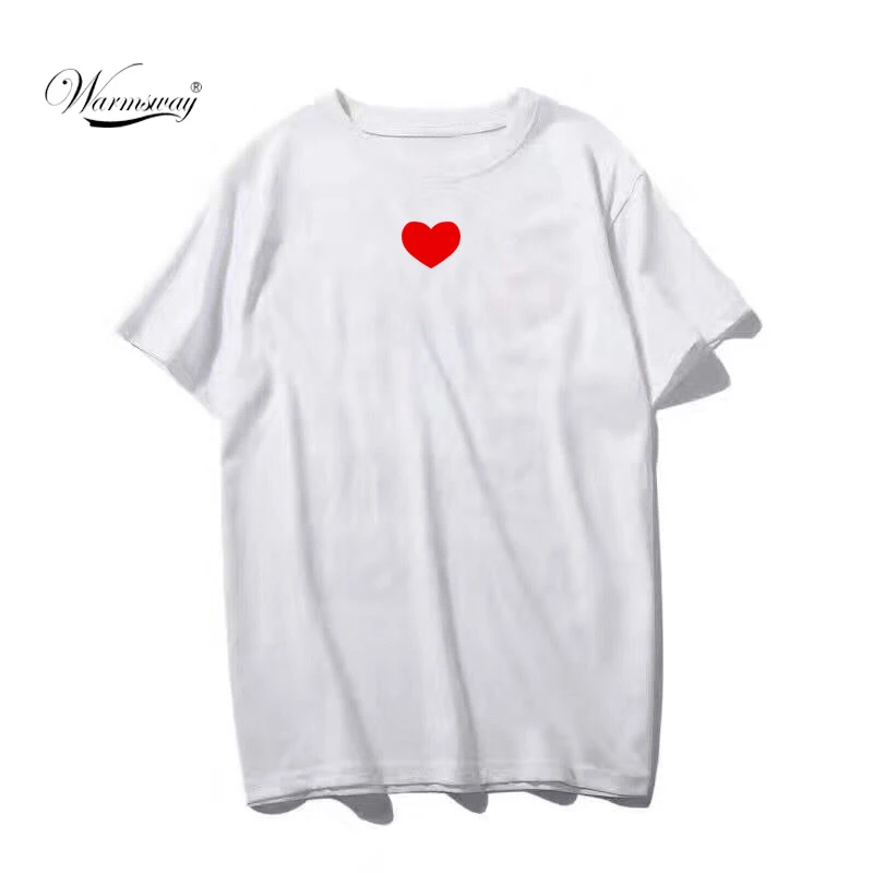 New women tops Chic Style Red Heart print shirts women short sleeve tee female students t-shirts teenagers Plus Size TS-091