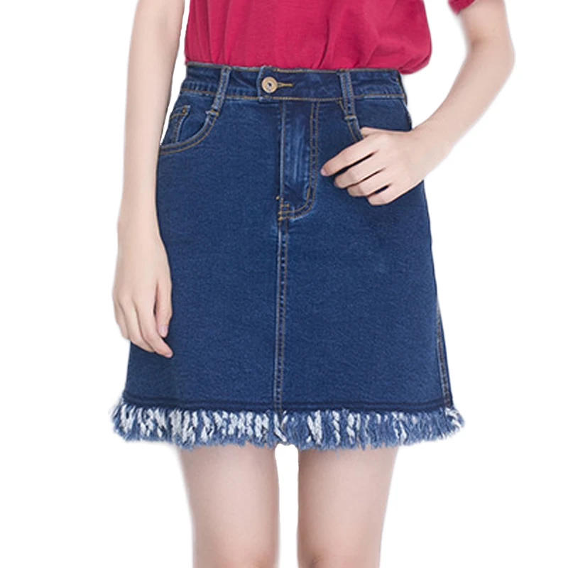 2017 new women spring tassels high waist skirts women Slim stretch A