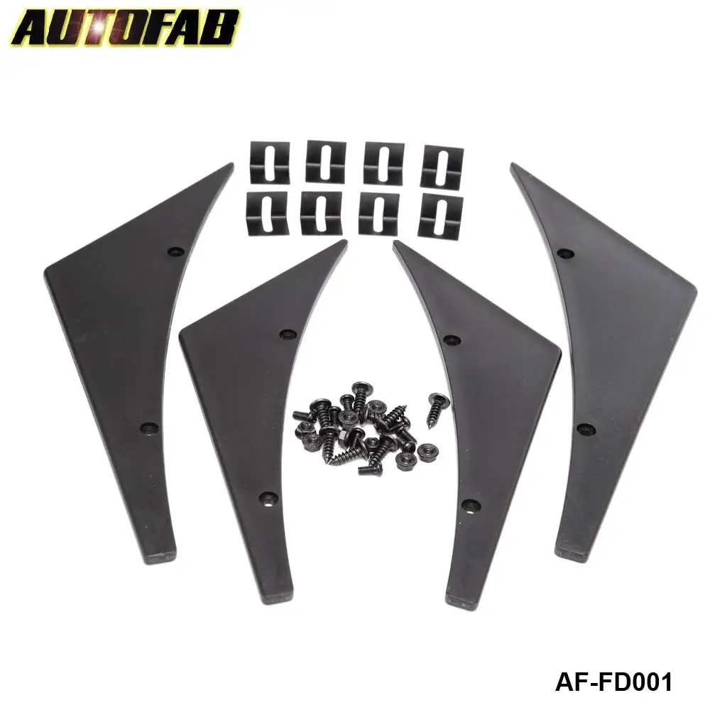 4x Universal Paintable Front Bumper Lip Canard Splitters Fins Universal Valence Chin AF-FD001
