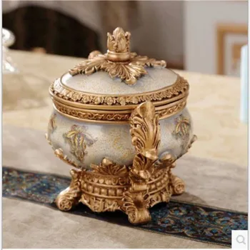 

Creative Europe Retro Desktop Jewelry Storage Jar Craft Home Dried Fruit Candy Box Resin Decor Storage Wedding Gift Ornament