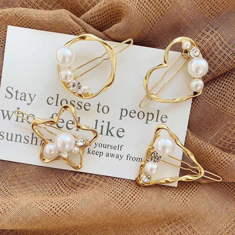 1PC Elegant Hair Clip Fashion Simple Geometric Hollow Pearl Hairpin Adies Bangs Clip Accessories Styling Tool Hair Clips 1PC Elegant Hair Clip Fashion Simple Geometric Hollow Pearl Hairpin Adies Bangs Clip Accessories Styling Tool Hair Clips