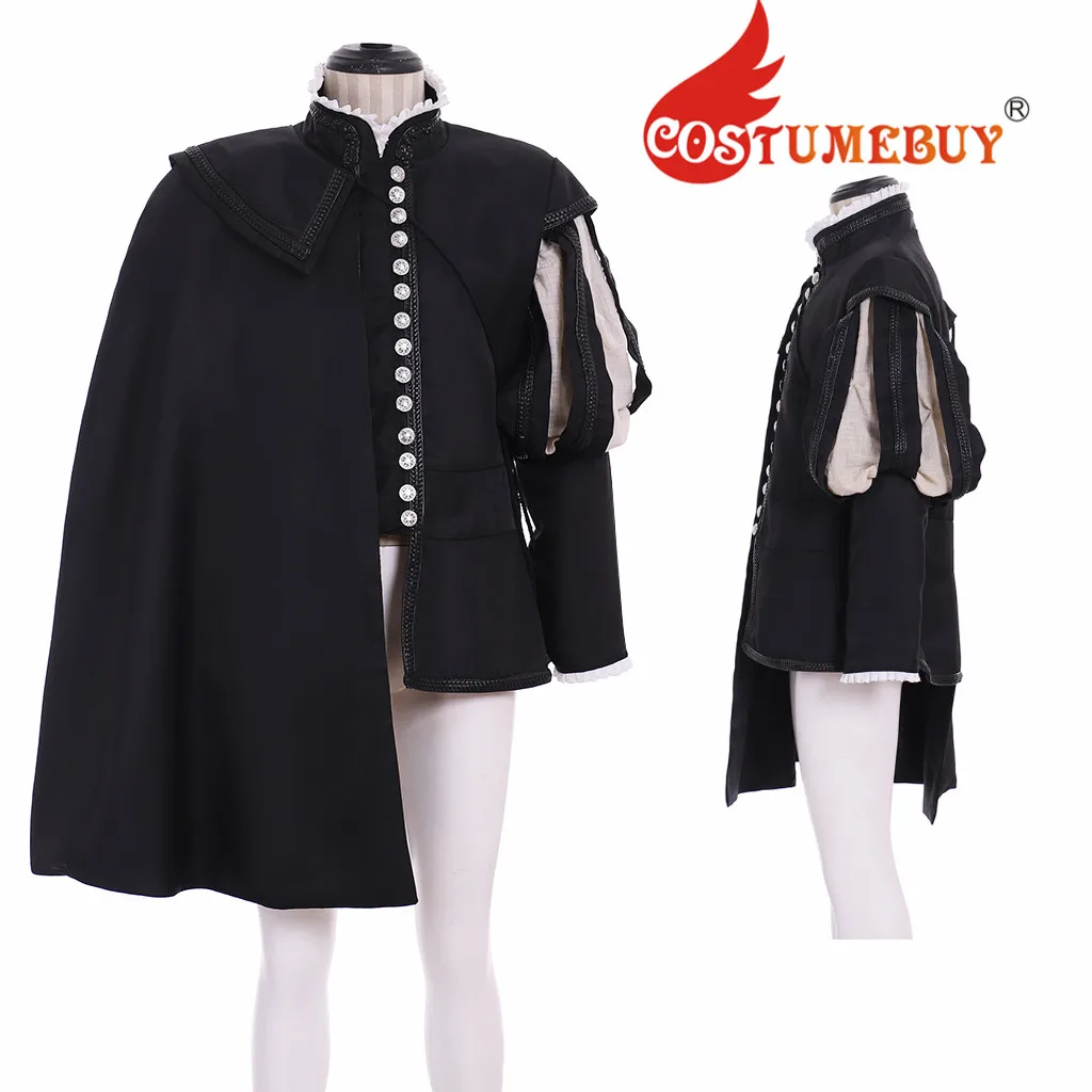 CostumeBuy Tudor Elizabethan косплей костюм в стиле «Ренессанс» средневековый мужской принц король военный черный костюм L920