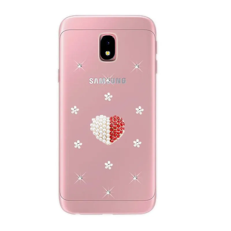 Прозрачный силиконовый чехол с бриллиантами для Samsung Galaxy J3 J5 2017 J7 Pro/DS задняя