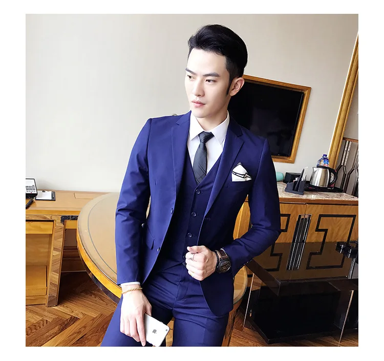 slim fit male 3 piece suits wedding dress Men's Business Casual jacket Wedding Prom Dinner Gown Wear Suits Groomsman tuxedos