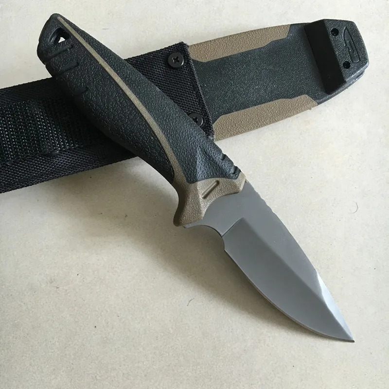 

Fixed Blade Hunting Knife Tactical Camping Survival Tool with Sheath inside Sharpener Rubber Handle