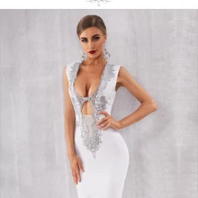 Новое летнее женское Бандажное Платье Vestidos сексуальное платье с блестками, белое, черное, розовое, винно-красное, оранжевое, зеленое платье, платья знаменитостей для вечеринок