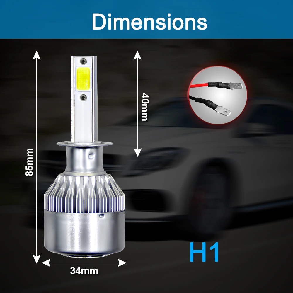 2 шт. H1 светодиодный фар автомобиля лампы H7 светодиодный C6 светодиодный свет автомобиля H4 лампа H11 HB3 лампы 9005 9006 HB4 880 H3 H1 9004 9007 6000K