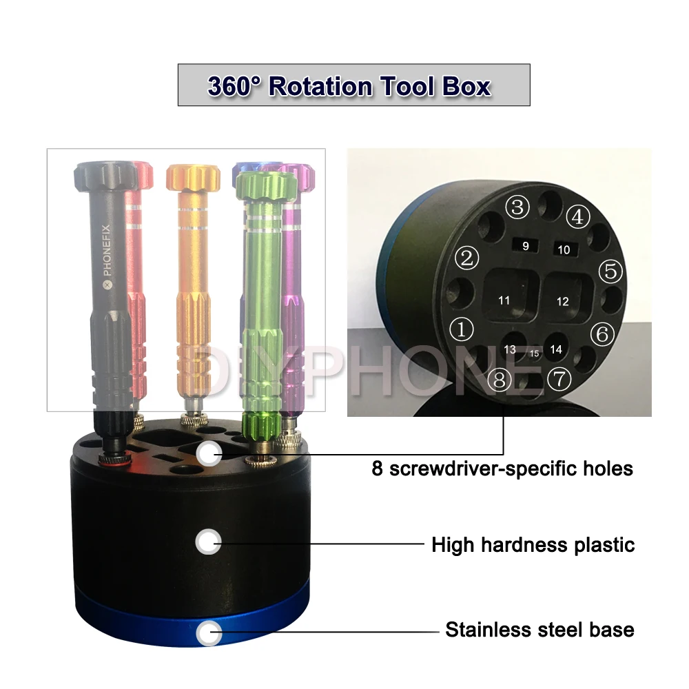 Мини 360 ударно-поворотная отвертка коробка для хранения высокой твердости настольная стойка для хранения набор инструментов для Отвертки Пинцет магнитное хранение