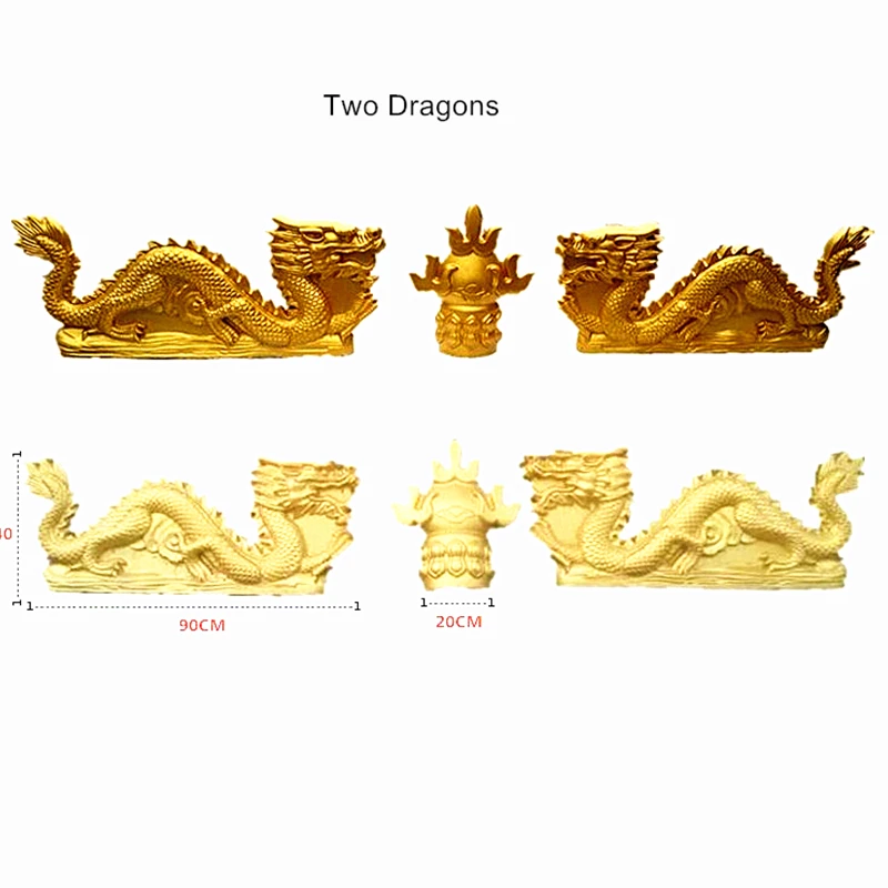 90 см/35.43in традиционный два дракона резные с огненным шаром АБС пластик бетонная форма-домашний сад/стена/балкон Stature