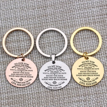 

Key Chain"To My Son...Never Forget Your Way Back Home Love Dad Mom"Hand Stamped Keyring 3 Styles Gift To Son Boy Jewelry