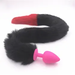 3 цвета Силиконовые анальный плагин хвост прикладом разъем черный и красный цвета длинные хвосты анус расширитель взрослые игрушки