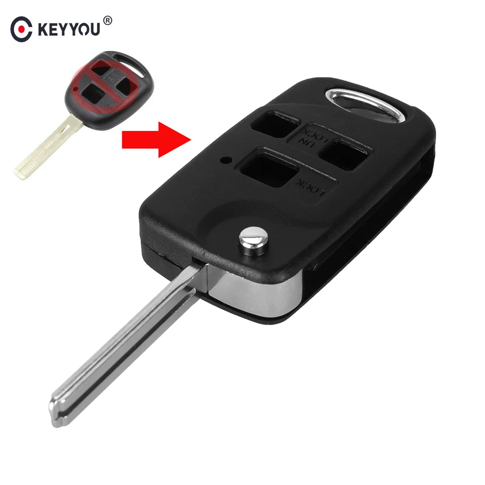 

KEYYOU Folding Remote Car Key Flip Uncut Blank Car Key Shell bag for Lexus Es Rx Lx Gs 3 Buttons Shell Case Fob