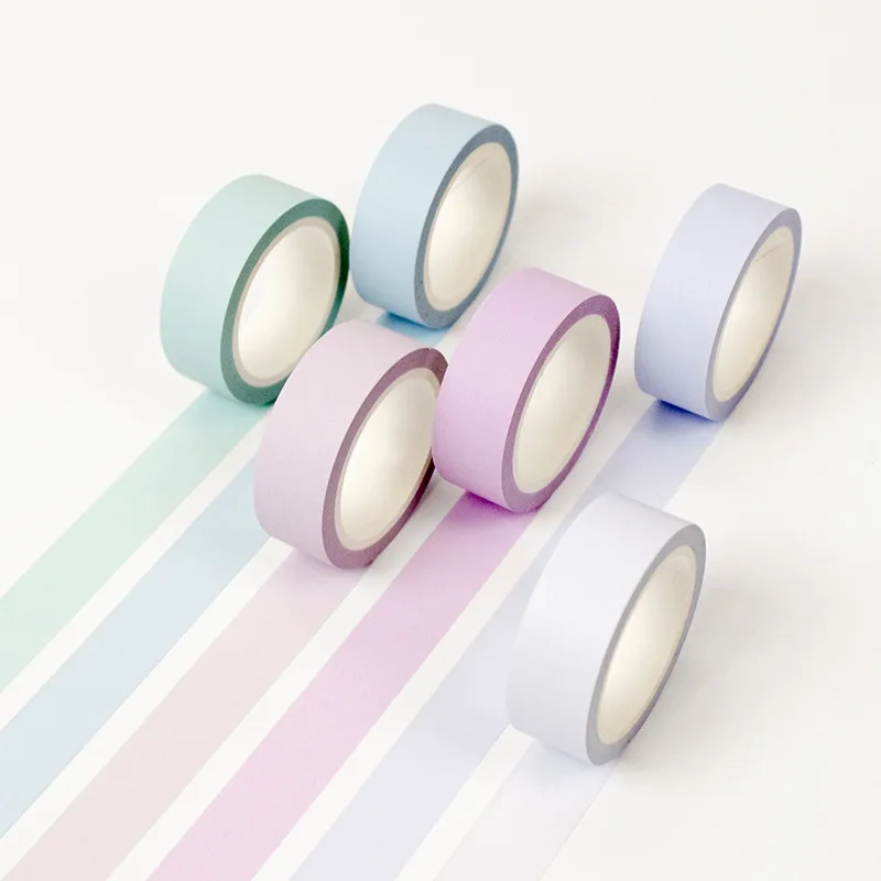 12 Colores Kawaii 15mm*8m Paper Washi Tape Adhesive Colored Masking