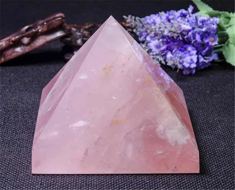 

drop shipping Natural rose quartz Crystal gemstone pyramid meditation reiki healing pink crystal triangled pyramid wholesale