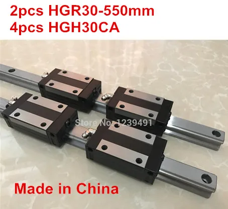 HG linear guide 2pcs HGR30 - 550mm + 4pcs HGH30CA linear block carriage CNC parts HG linear guide 2pcs HGR30 - 550mm + 4pcs HGH30CA linear block carriage CNC parts