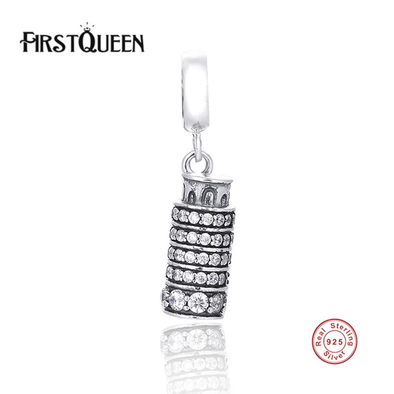 

FirstQueen 100% Authentic 925 Sterling Pisa Tower Charm Beads Fit Original Bracelet DIY 925 Sterling Silver Jewelry