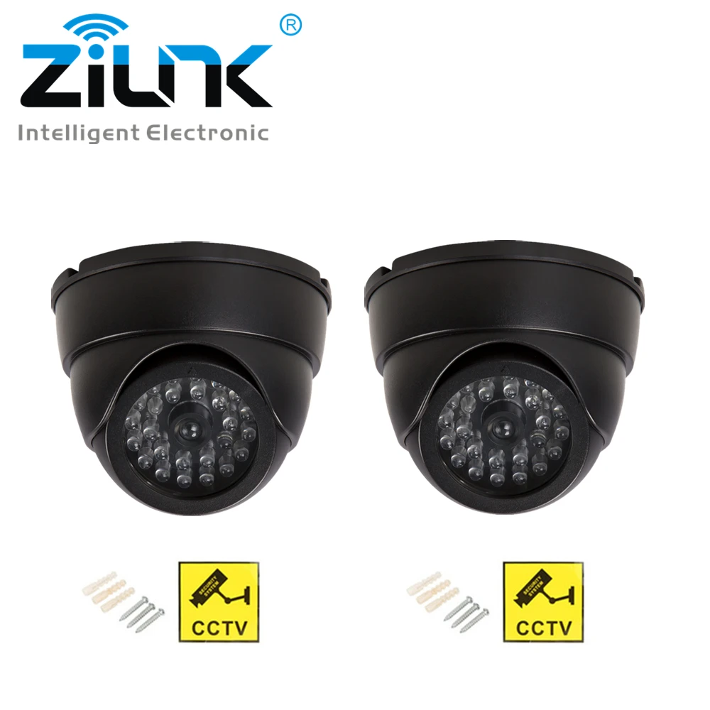 Goedkoop 2 stks Beveiliging CCTV Simulatie Fake Camera Dome Met Knipperende LED Licht Ondoordringbare Outdoor Indoor Dummy Camera Surveillance
