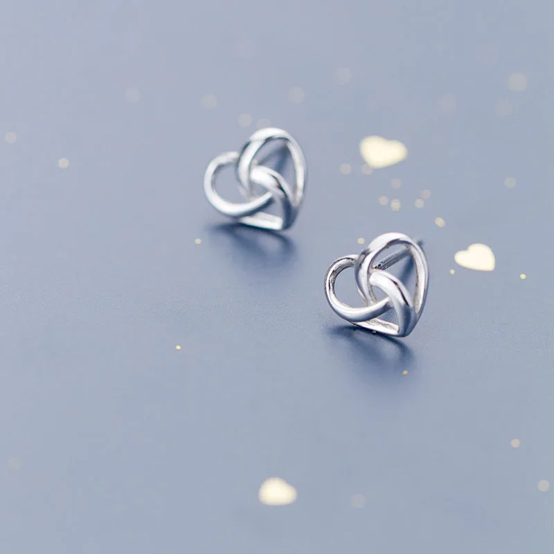 ElfoPlataSi 925 пробы серебряные женские модные милые миниатюрные серьги-гвоздики в форме сердца для женщин и девушек серебряные 925 ювелирные изделия XY392