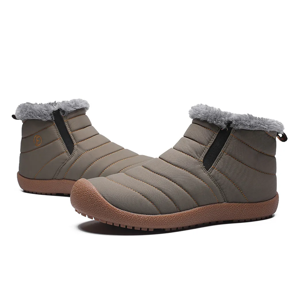 Зимняя мужская повседневная обувь; дышащие мужские ботинки без шнурков на мягкой подошве; бархатные зимние ботинки для походов; обувь для