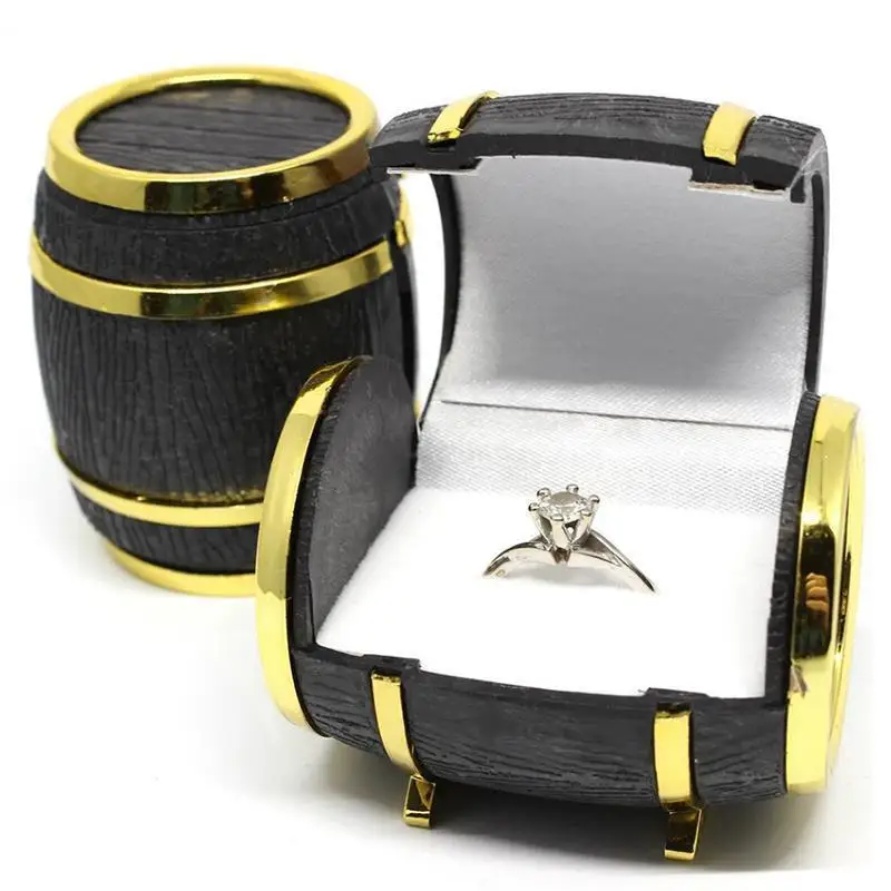 

Beer Barrel Style Jewelry Box Wedding Rings Earrings Display Case Storage Box Cases Vintage Jewelry Display Carrying Gift Boxes