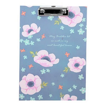 

Affordable Lovely Blue Pink Flower Cardboard Stainless Steel A4 File Folder Written Pad Board Stationery Supplies