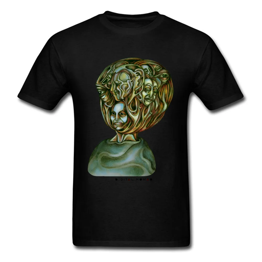 Прочный Шарм Дизайн искусства Мужская Спортивная футболка странные вещи футболка лица печатных Спортивная футболка - Цвет: Black