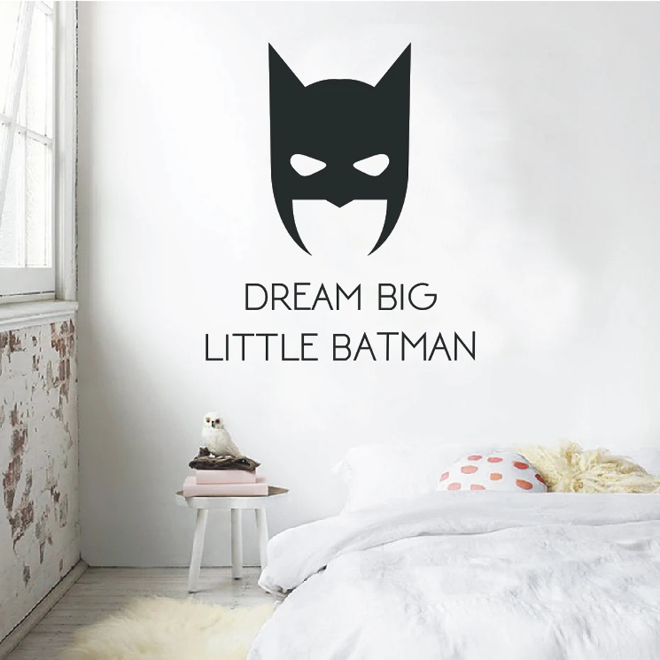 

Cartoon Wall Sticker Quotes Dream Big Little Batman Vinyl Home Decal magic Batman Poster Wall Stickers Kids Boys Room Home Decor
