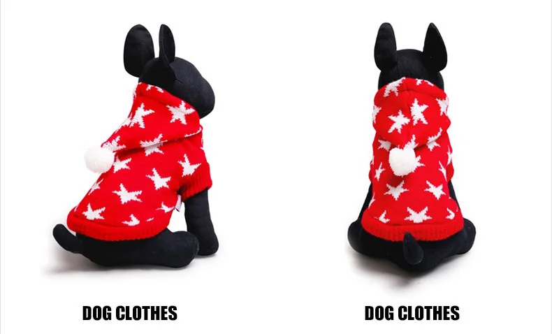 Модная Удобная Милая Одежда для собак из волокна, зимний теплый вязаный свитер для собак для чихуахуа, 3 цвета, размер XXS-L - Цвет: red star