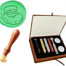 Изображение на заказ логотип Винтаж Рождество Санта Клаус лицо Свадебное приглашение воск уплотнение штамп палочки ложка Подарочная коробка набор