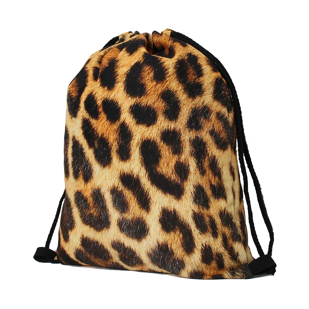Дамский рюкзак со стягивающим шнуром 3D с леопардовым принтом фон из материала Оксфорд с строка Молодежный Рюкзак Школьная Сумка Mochila BB153