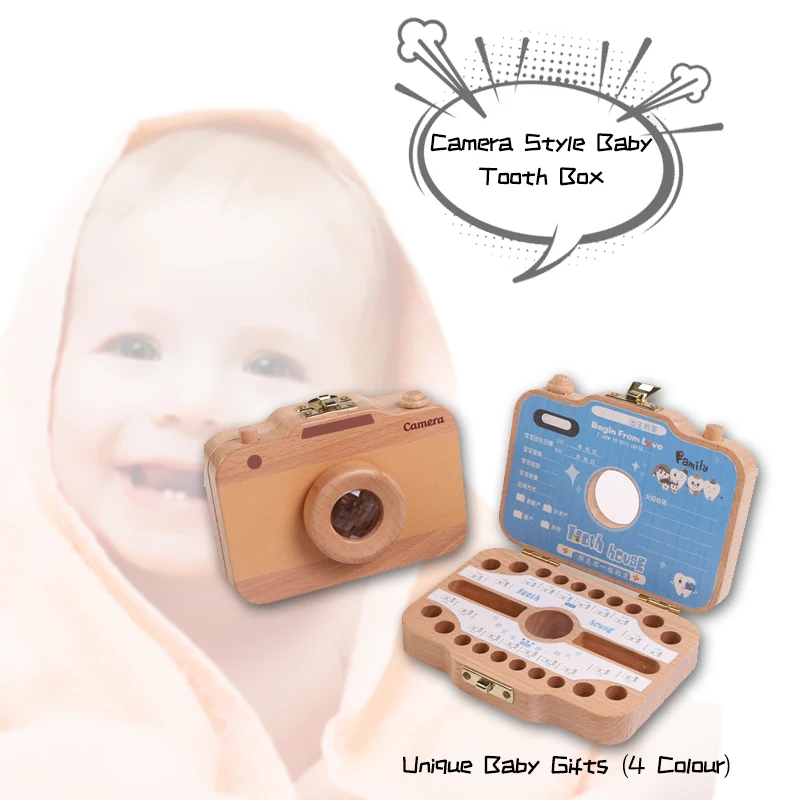 Оптовая продажа детский зуб деревянный ящик Органайзер для сохранения молочных зубов коробка для хранения камеры форма Чехол игрушки