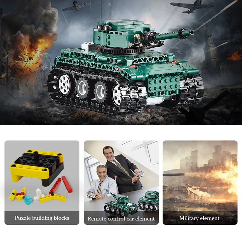 Kaufen Cada 313PCS RC Military Tiger 1 Tanks Bausteine kompatibel Für legoing Technik WW2 Welt Deutsch Armee ziegel spielzeug für kid
